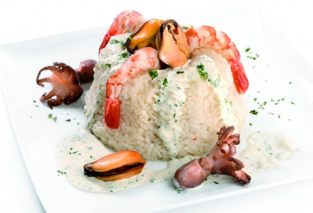Receta de corona de arroz con marisco